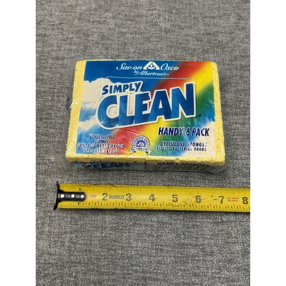 Vintage NEW Dead Stock Albertsons Sponges 6‎ Pack Simply Clean Rainbow